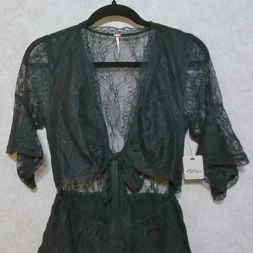 Free People Black Lace Mini Dress - Picture 2 of 13